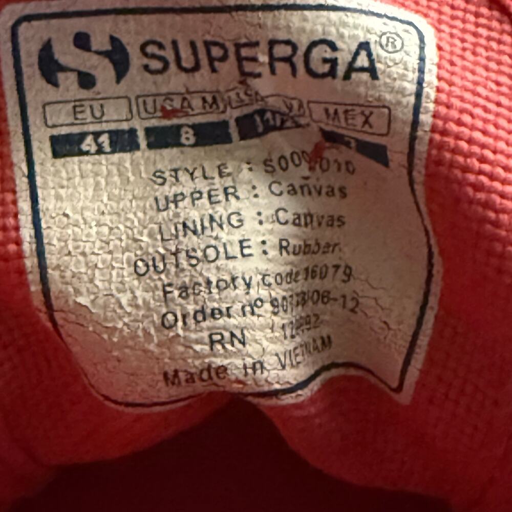 Superga Anthropologie Canvas Sneaker Lace Up Shoes Light Pink Red Women's 9.5 - Picture 9 of 10